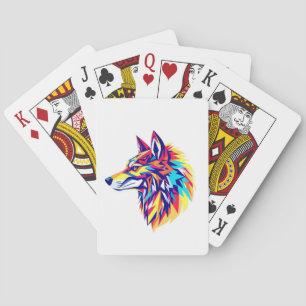 Colourful Geometric Wolf Classic Playing Cards