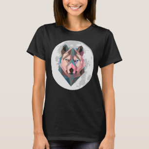 Colourful Geometric Wolf Head Moon Men's Women How T-Shirt