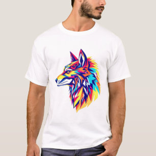Colourful Geometric Wolf T-Shirt