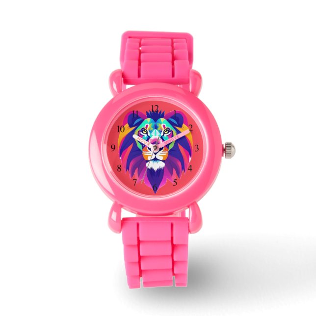 Colourful Geometrical Lion Head Watch (Front)