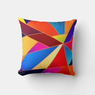 Colourful Geometrical Shapes Print Throw Pillow