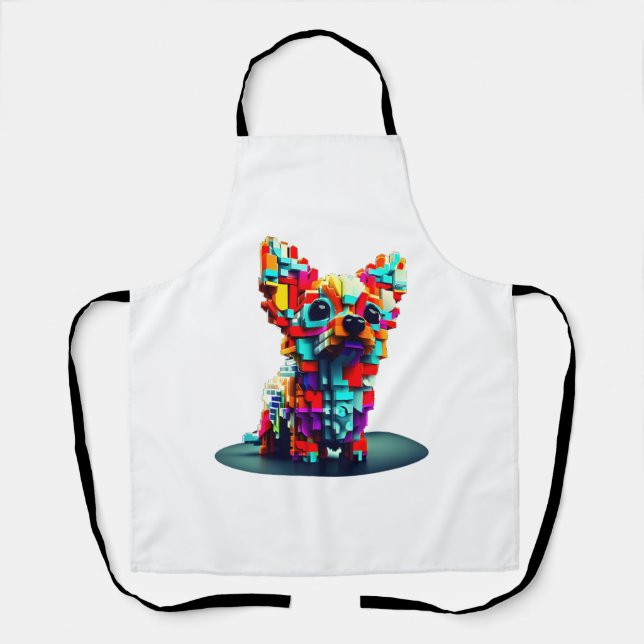 Colourful Geometry 3D Chihuahua in Modern Style  Apron (Front)
