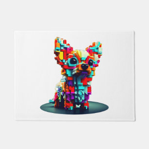 Colourful Geometry 3D Chihuahua in Modern Style Doormat
