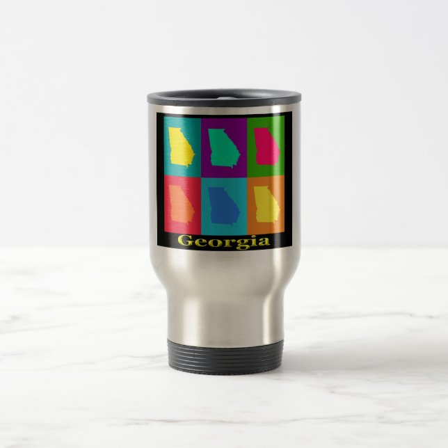 Colourful Georgia State Pop Art Map Travel Mug (Center)