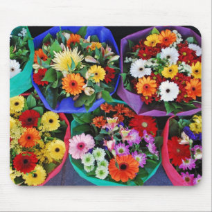 Colourful gerber flower bouquets mouse mat