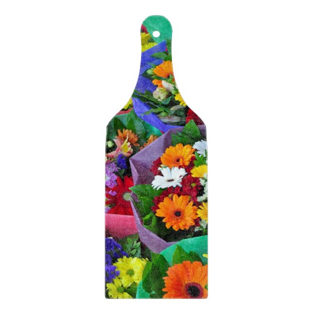 Colourful gerber flowers cutting board (Front)