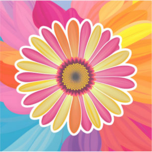 Colourful Gerbera Daisy Floral Sticker