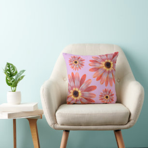 Colourful Gerbera Daisy Floral Throw Pillow