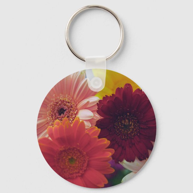 Colourful Gerbera Daisy Flower Photo Art Key Chain (Front)