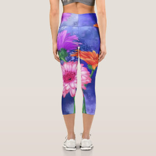 Colourful Gerberas Capri Leggings