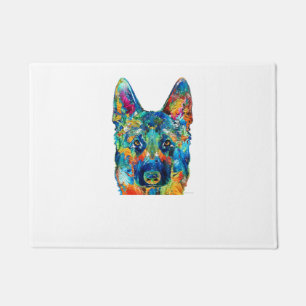 Colourful German Shepherd Dog Art By Sharon Cummin Doormat