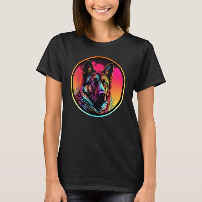 Colourful German Shepherd Dog Dad Mom Graffity T-Shirt (Front)