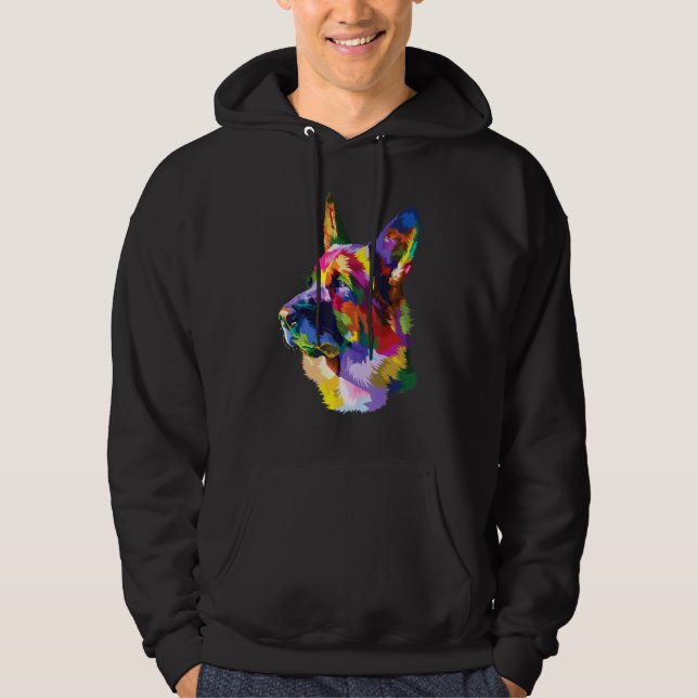 Colourful German Shepherd Dog Pop Art For Dogs Hoodie (Front)