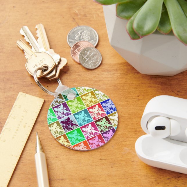 Colourful German Shepherd Dog Pop Art Key Ring (Desk)