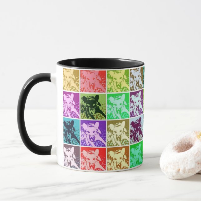 Colourful German Shepherd Dog Pop Art Mug (With Donut)