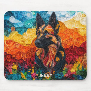Colourful German Shepherd Dog Portrait Mouse Mat