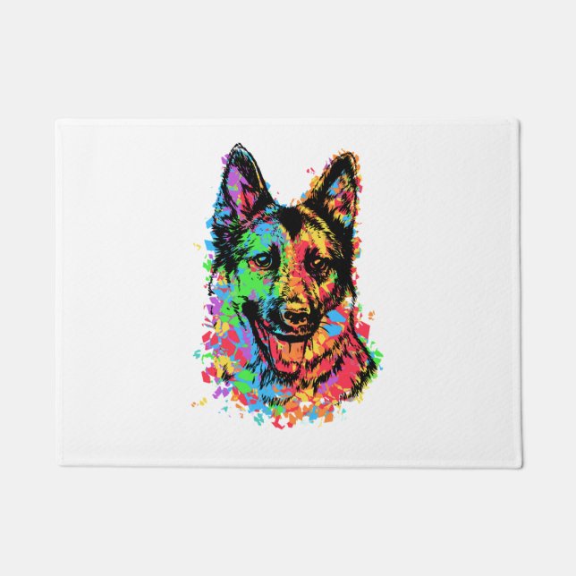 Colourful German Shepherd  Doormat (Front)