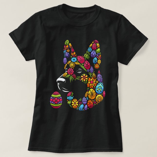 colourful german shepherd easter egg kids mens wom T-Shirt (Design Front)