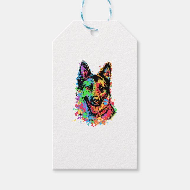 Colourful German Shepherd  Gift Tags (Front)