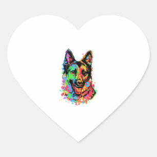 Colourful German Shepherd Heart Sticker