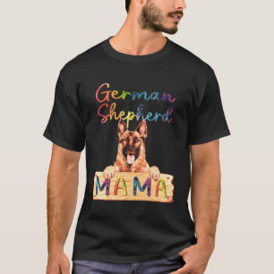 Colourful German Shepherd Mama Dog Mum T-Shirt