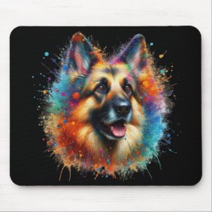 Colourful German Shepherd Paint Splatter Mouse Mat