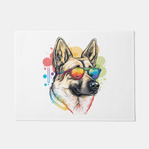 Colourful German Shepherd Pop Art Dad Mum Dog Love Doormat