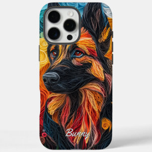 Colourful German Shepherd Portraid iPhone 16 Pro Max Case