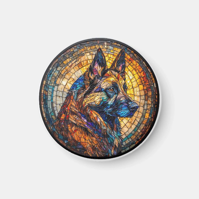 Colourful German Shepherd Portrait Magnet (Front)