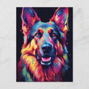 Colourful German  Shepherd Postcard