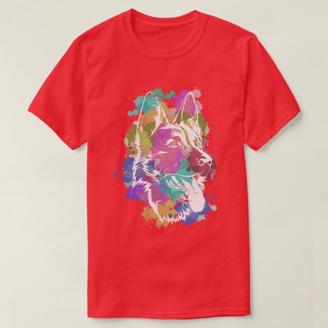 Colourful German Shepherd T-Shirt (Design Front)