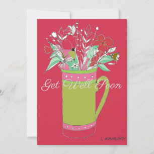 Colourful Get Well Flowers In A Mug Card