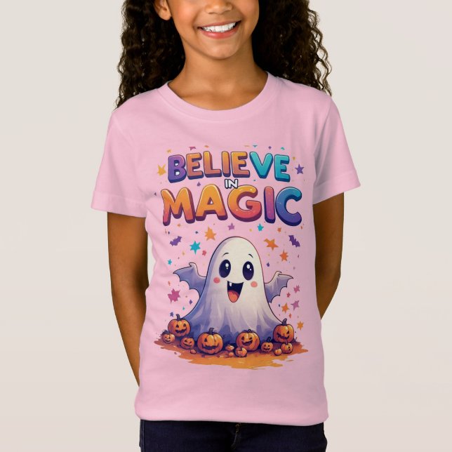 Colourful Ghost Pumpkin Magic Celebration Style T-Shirt (Front)