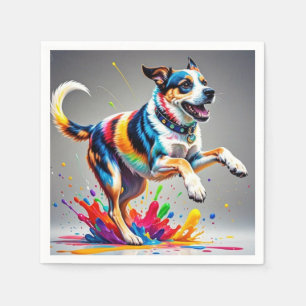 Colourful giant happy playful funny dog, napkin