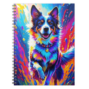 Colourful giant happy playful funny dog, splash notebook