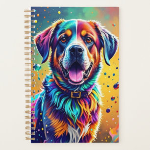 Colourful giant happy playful funny dog, splash planner