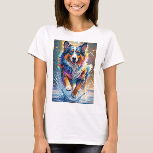 Colourful giant happy playful funny dog, splash T-Shirt