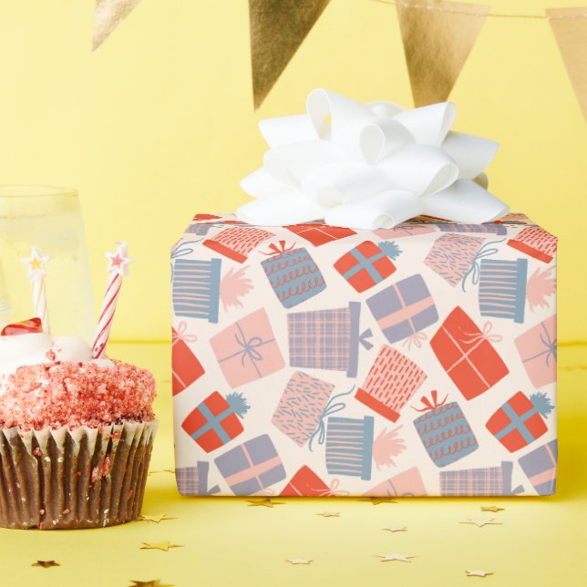 Colourful Gift Boxes Pattern  Wrapping Paper (Birthday Party)
