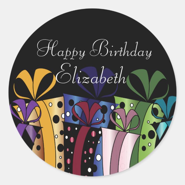 Colourful Gift Presents | Customise  Classic Round Sticker (Front)