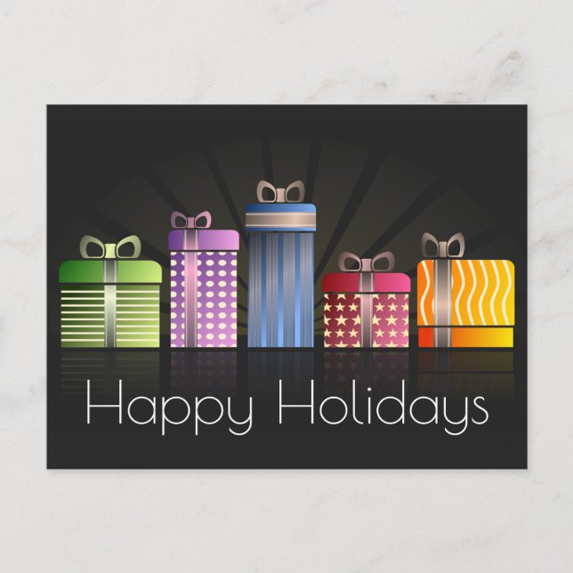 Colourful Gifts Happy Holidays Holiday Postcard (Front)