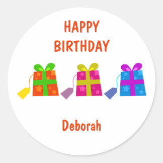Colourful Gifts, HAPPYBIRTHDAY, Classic Round Sticker