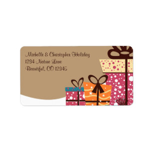 Colourful Gifts in Snow Winter Address Label