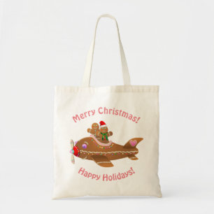 Colourful Gingerbread Aeroplane Cartoon Tote Bag