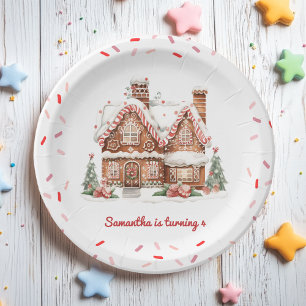 Colourful Gingerbread House Birthday Party Paper Plate