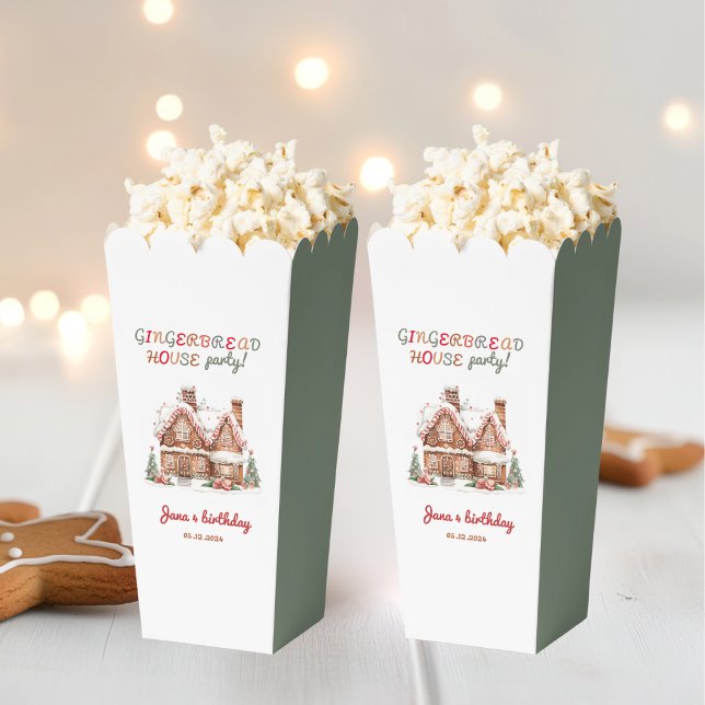 Colourful Gingerbread House Birthday Party Popcorn Favour Box (Creator Uploaded)
