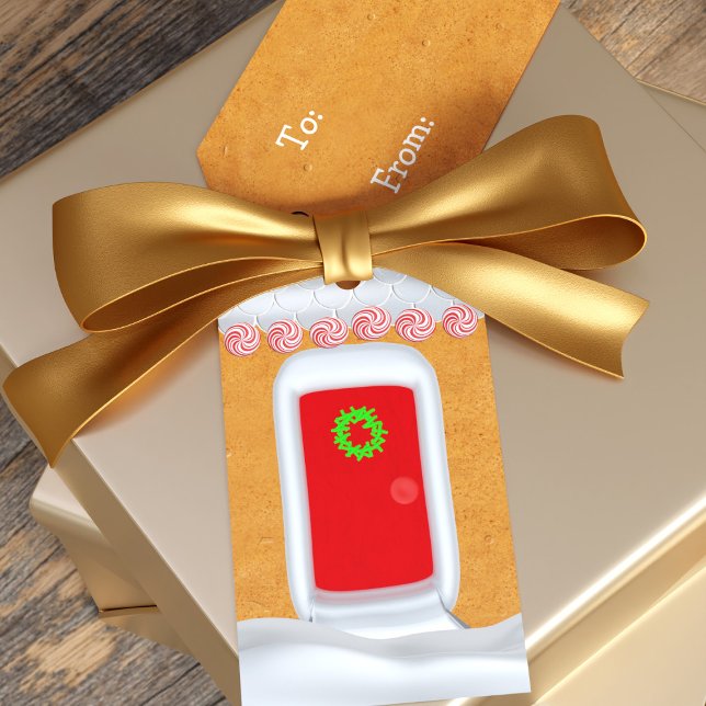 Colourful Gingerbread House Christmas Gift Tags (A fun & colorful gift tag inspired by gingerbread houses. Perfect for gingerbread decorating parties)
