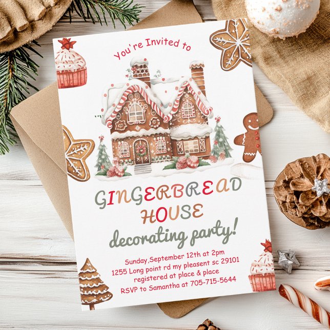 Colourful Gingerbread House Decorating Party  Invitation (Creator Uploaded)