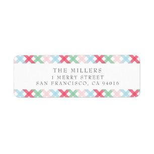 Colourful Gingham Christmas Address Labels