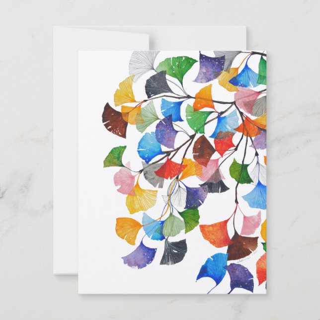 Colourful Ginkgo Biloba - Blank Card V1 (Front)