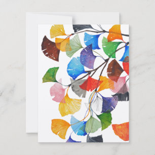 Colourful Ginkgo Biloba - Blank Card V2